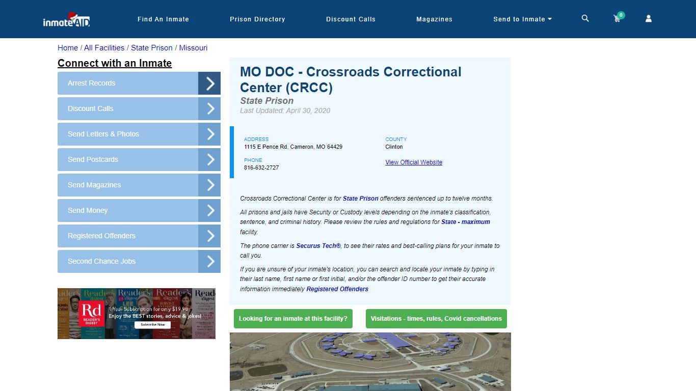 MO DOC - Crossroads Correctional Center & Inmate Search - Cameron, MO